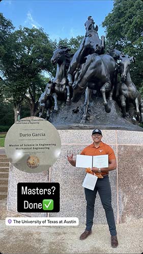 Dario’s Instagram post picked up on Cockrell School feed. Dario’s Instagram post picked up on Cockrell School feed.